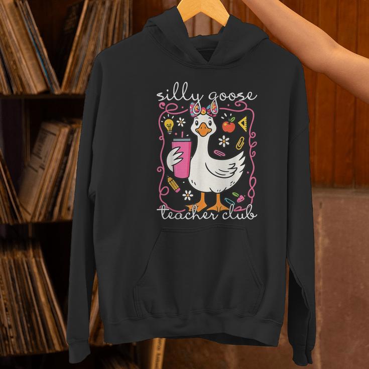 Silly Goose Teacher Club Animal Lover Groovy Teacher Women's Hoodie, Groovy Teacher Hoodies, gift for family, gift for coworker