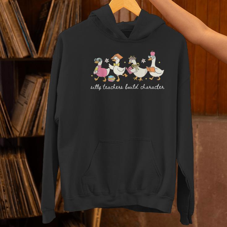 Silly Teachers Build Character Goose Teacher Back To School Women's Hoodie, gift for family, gift for coworker
