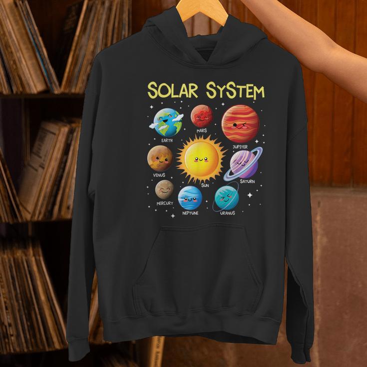 Solar System Cute Face Planets Space Science Teacher School Women's Hoodie, Science Teacher Hoodies, gift for family, gift for coworker