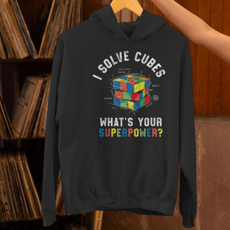I Solve Cubes Speed Cubing Vintage Youth Math Teacher Women's Hoodie, gift for family, gift for coworker I Solve Cubes Speed Cubing Vintage Youth Math Teacher Women's Hoodie, gift for family, gift for coworker