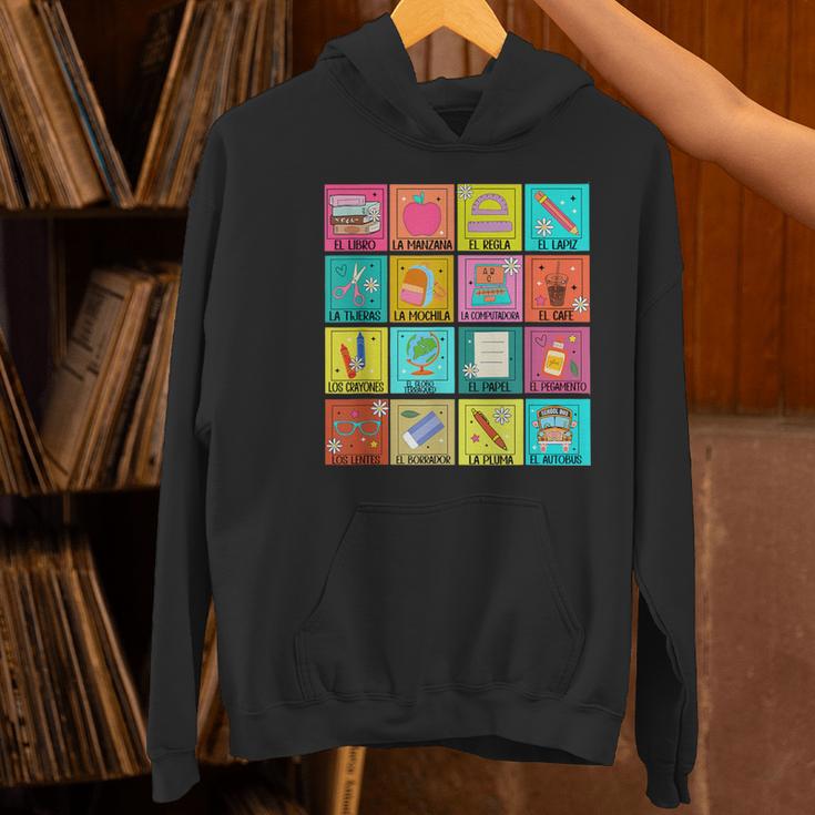 Spanish Teacher Back To School Maestra Dual Language Crew Women's Hoodie, gift for family, gift for coworker Spanish Teacher Back To School Maestra Dual Language Crew Women's Hoodie, gift for family, gift for coworker