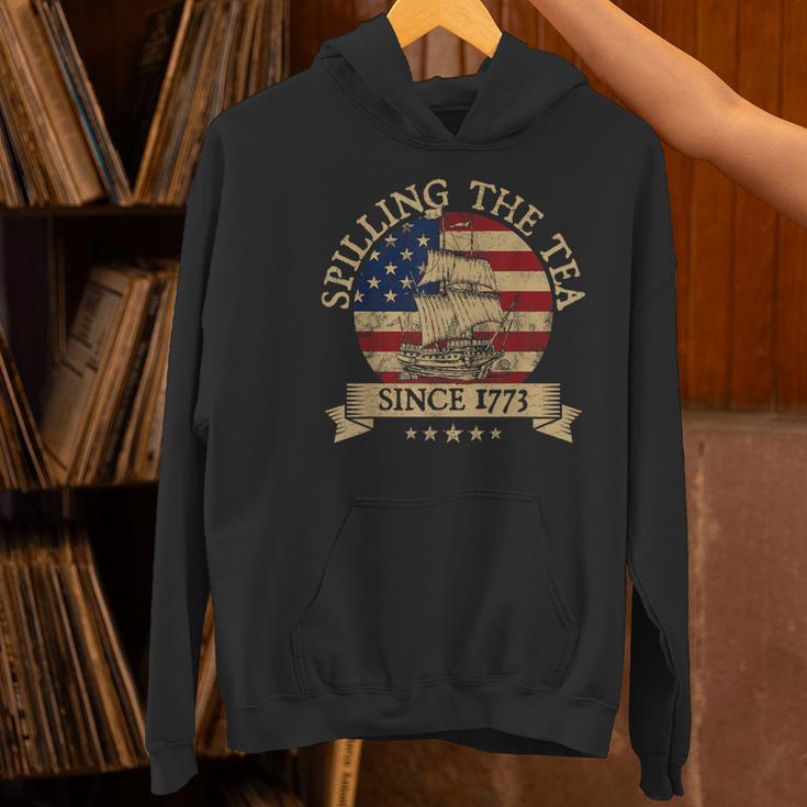 Spilling The Tea Since 1773 Vintage Us History Teacher Women's Hoodie, History Teacher Hoodies, gift for family, gift for coworker