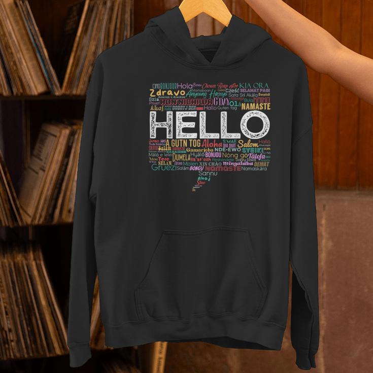 Start With Hello Different World Language Learning Teacher Women's Hoodie, gift for family, gift for coworker Start With Hello Different World Language Learning Teacher Women's Hoodie, gift for family, gift for coworker