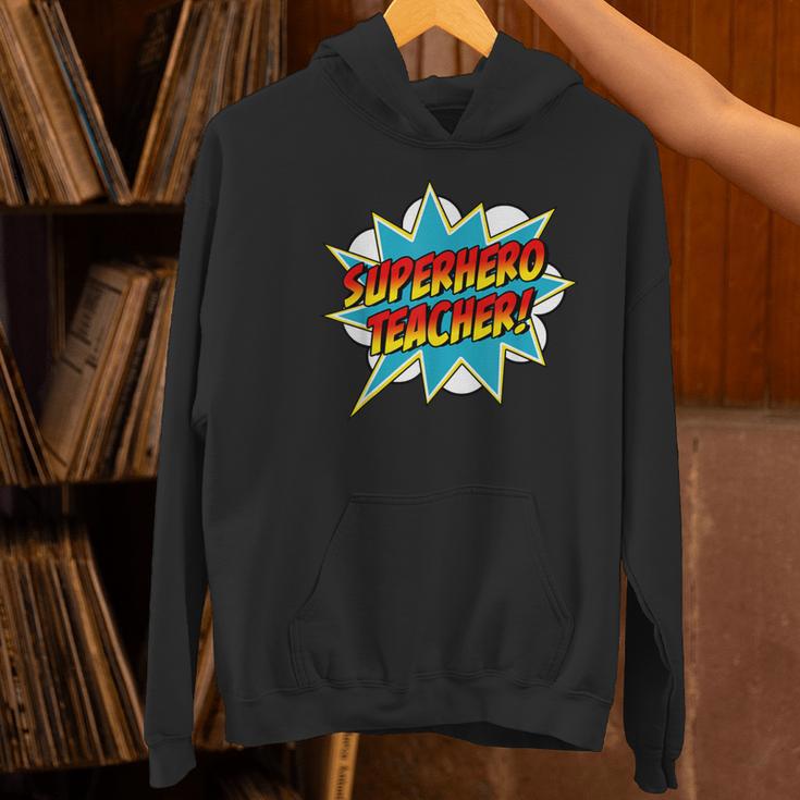 Superhero Teacher Retro Comic Teaching Superpower Women's Hoodie, gift for family, gift for coworker Superhero Teacher Retro Comic Teaching Superpower Women's Hoodie, gift for family, gift for coworker