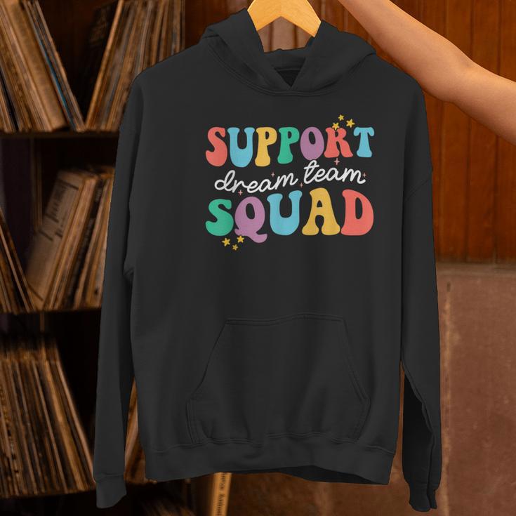 Support Dream Services Team Groovy Teacher Support Squad Women's Hoodie, Groovy Teacher Hoodies, gift for family, gift for coworker