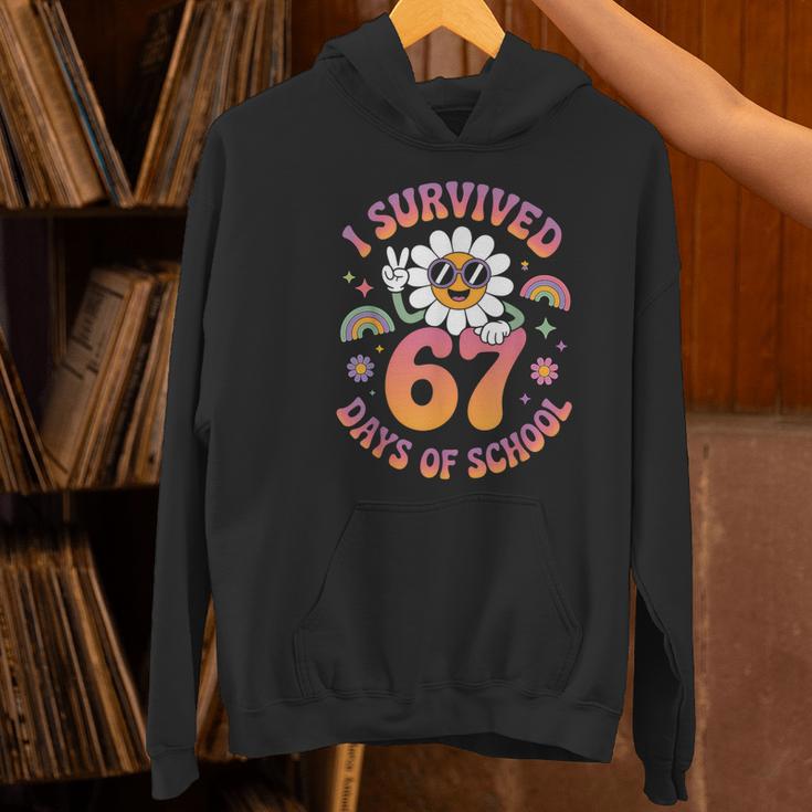 I Survived 67 Days Of School Groovy Retro Teachers Girls Women's Hoodie, gift for family, gift for coworker I Survived 67 Days Of School Groovy Retro Teachers Girls Women's Hoodie, gift for family, gift for coworker