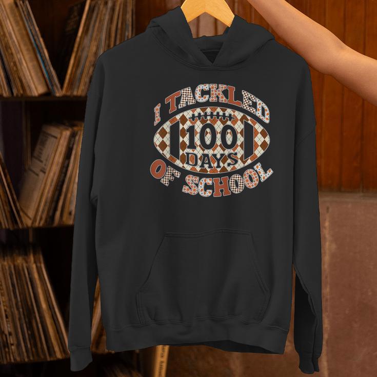 I Tackled 100 Days Of School Football Boys Girls Teachers Women's Hoodie, gift for family, gift for coworker
