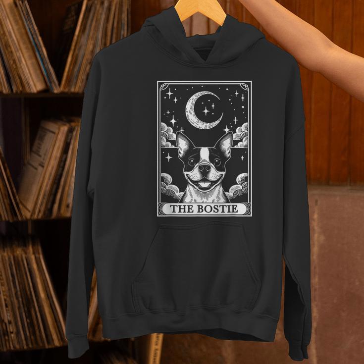 Tarot Card Vintage Crescent Moon Boston Terrier Dog Mom Women's Hoodie, Boston Terrier Mom Hoodies, Boston Terrier Tarot Hoodies, gift for family, gift for coworker