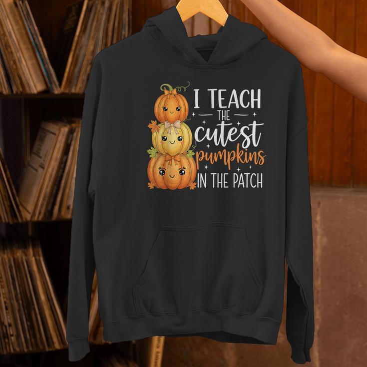I Teach The Cutest Pumpkins In The Patch Fall Autumn Teacher Women's Hoodie, gift for family, gift for coworker
