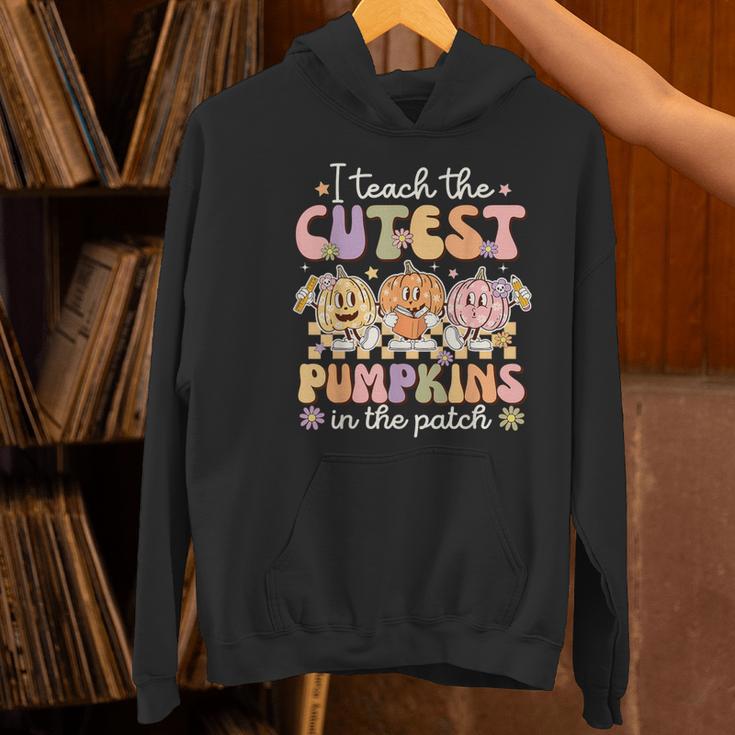 I Teach The Cutest Pumpkins In The Patch Teacher Retro Women's Hoodie, gift for family, gift for coworker