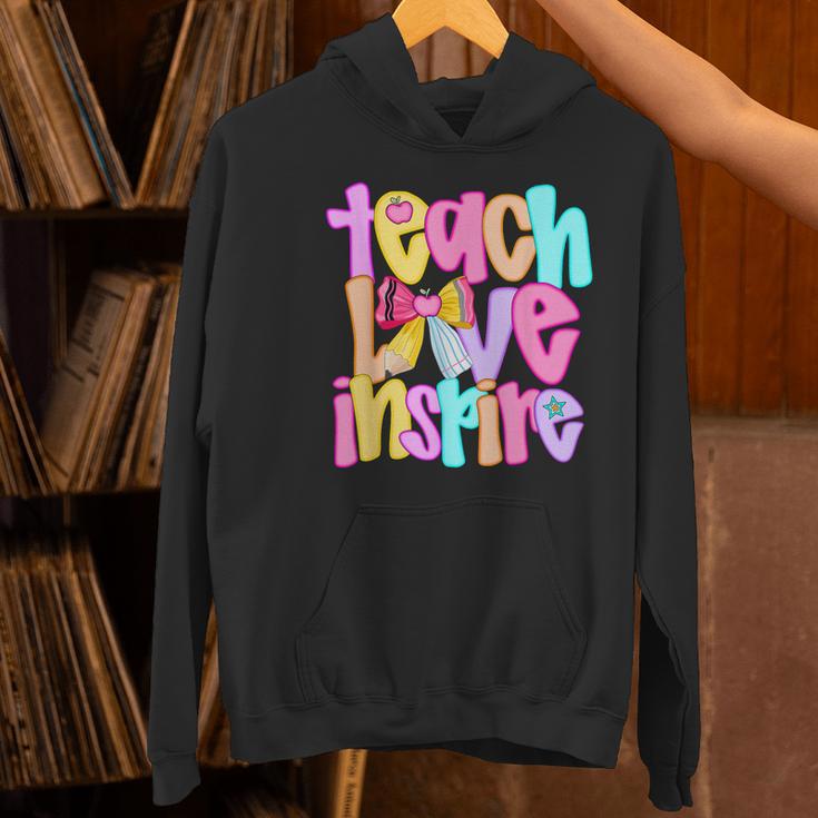 Teach Love Inspire Preppy Back To School Teacher Women Women's Hoodie, gift for family, gift for coworker Teach Love Inspire Preppy Back To School Teacher Women Women's Hoodie, gift for family, gift for coworker