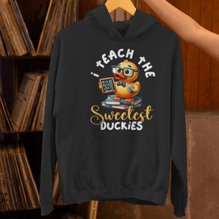 I Teach The Sweetest Duckies Teacher Rubber Duck Teaching Women's Hoodie, gift for family, gift for coworker I Teach The Sweetest Duckies Teacher Rubber Duck Teaching Women's Hoodie, gift for family, gift for coworker