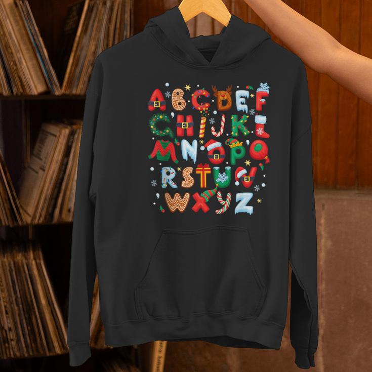 Teacher Christmas Alphabet Back To School Holiday Learning Women's Hoodie, gift for family, gift for coworker Teacher Christmas Alphabet Back To School Holiday Learning Women's Hoodie, gift for family, gift for coworker