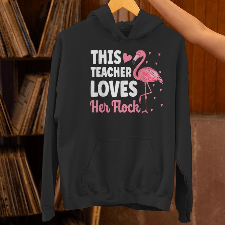 This Teacher Loves Her Flock Teaching Flamingo Girl Women's Hoodie, gift for family, gift for coworker