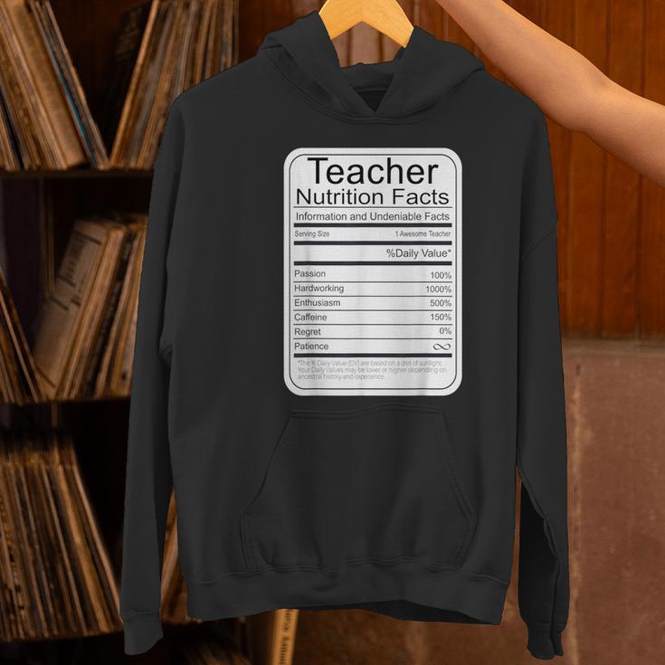 Teacher Nutrition Facts Teachers Nutritional Fact Women's Hoodie, gift for family, gift for coworker