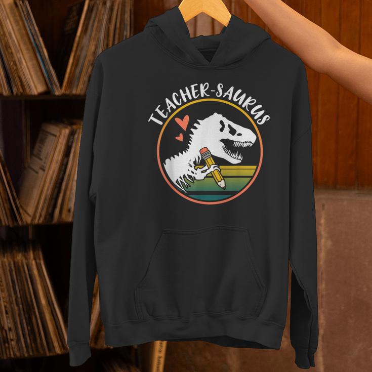 Teacher-Saurus Dinosaur Teacher Design T-Rex Design Women's Hoodie, gift for family, gift for coworker