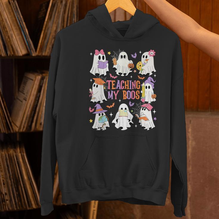 Teaching My Boos Teacher Cute Ghost Groovy Teacher Halloween Women's Hoodie, Groovy Teacher Hoodies, gift for family, gift for coworker Teaching My Boos Teacher Cute Ghost Groovy Teacher Halloween Women's Hoodie, Groovy Teacher Hoodies, gift for family, gift for coworker