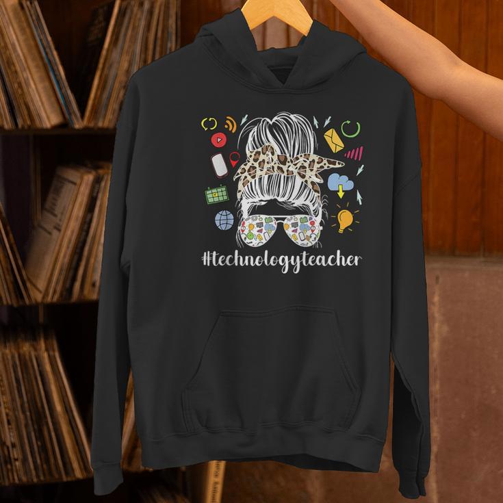 Technology Teacher Messy Bun Technology Teaching Women's Hoodie, gift for family, gift for coworker Technology Teacher Messy Bun Technology Teaching Women's Hoodie, gift for family, gift for coworker
