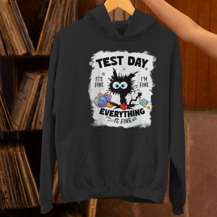 Test Day Stressed Cat Teacher Student Kids Testing Day Women's Hoodie, gift for family, gift for coworker