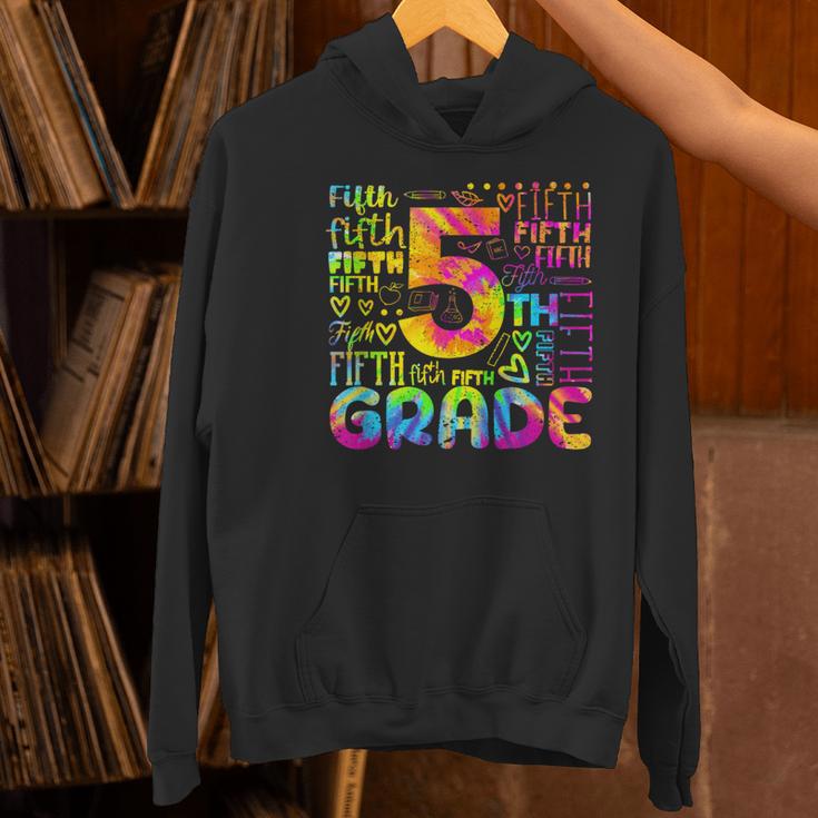 Tie Dye 5th Grade Typography Team Fifth Grade Teacher For Men Women Girls Kids Women's Hoodie, gift for family, gift for coworker