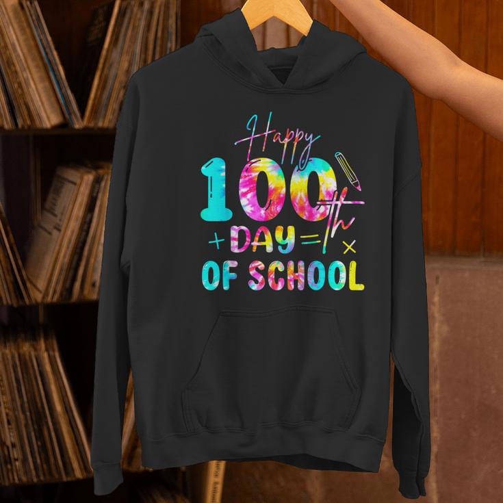 Tie Dye Happy 100th Day Of School Teacher Student 100 Days Women's Hoodie, gift for family, gift for coworker