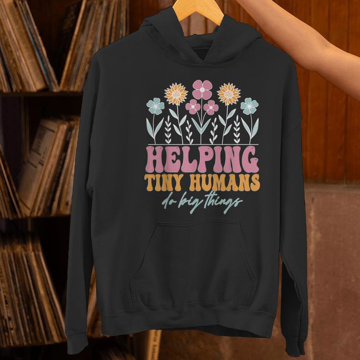 Tiny People Help Do Big Things Nursery Teacher Women's Hoodie, gift for family, gift for coworker