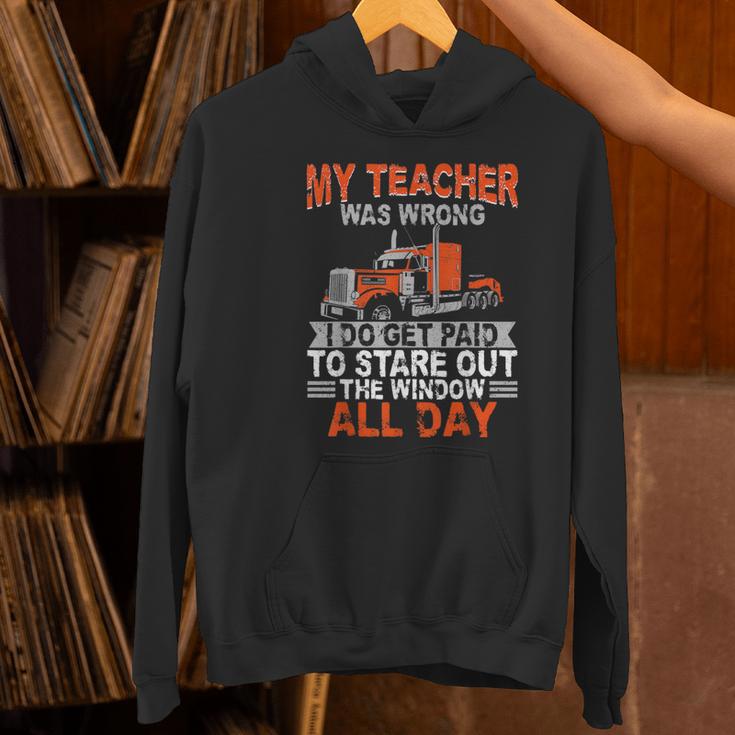 Trucker Truck Driver Vintage My Teacher Was Wrong I Do Get Women's Hoodie, gift for family, gift for coworker
