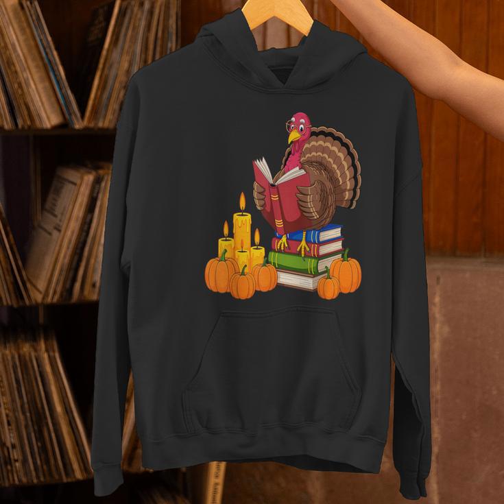 Turkey Reading Books Fall Thanksgiving Teacher Book Women's Hoodie, gift for family, gift for coworker Turkey Reading Books Fall Thanksgiving Teacher Book Women's Hoodie, gift for family, gift for coworker