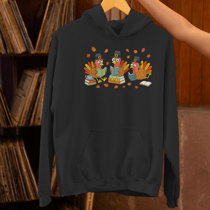 Turkey Reading Books Fall Thanksgiving Teacher Student Women's Hoodie, gift for family, gift for coworker Turkey Reading Books Fall Thanksgiving Teacher Student Women's Hoodie, gift for family, gift for coworker