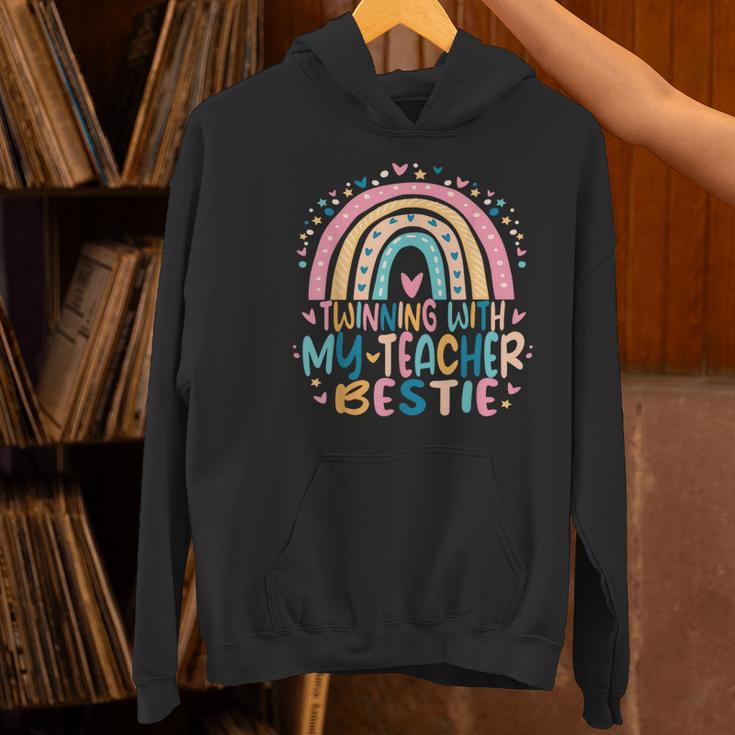 Twinning With My Teacher Bestie Rainbow Matching Teachers Women's Hoodie, gift for family, gift for coworker Twinning With My Teacher Bestie Rainbow Matching Teachers Women's Hoodie, gift for family, gift for coworker