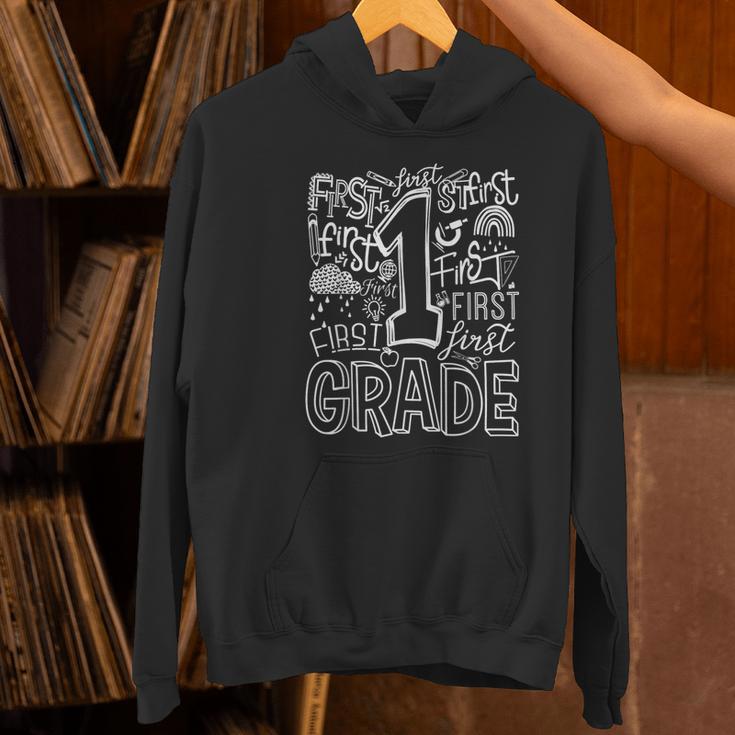 Typography 1st Grade Team Student Teacher Women's Hoodie, gift for family, gift for coworker