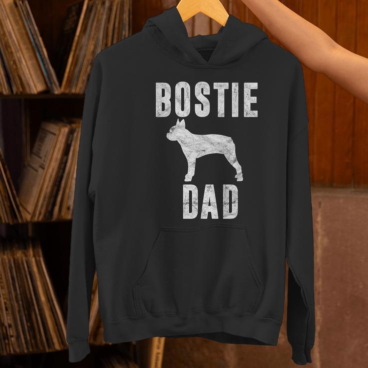 Vintage Boston Terrier Dad Dog Daddy Bostie Father Women's Hoodie, Boston Terrier Dad Hoodies, gift for family, gift for coworker