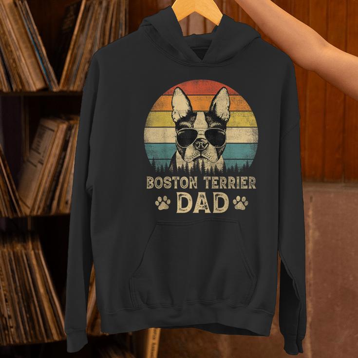 Vintage Boston Terrier Dad Dog Lovers Father's Day Tee Women's Hoodie, Boston Terrier Dad Hoodies, gift for family, gift for coworker