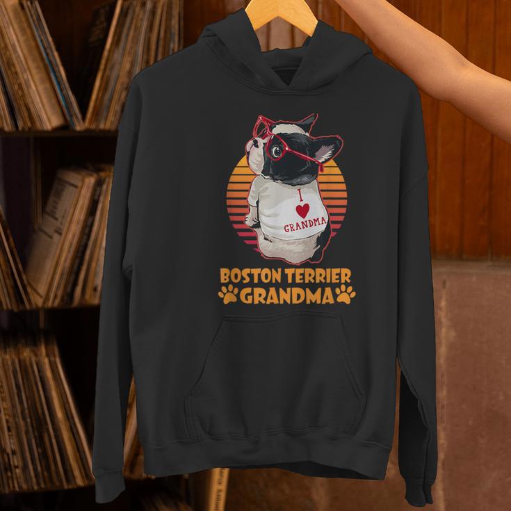 Vintage Boston Terrier Grandma Wear Sunglasses Dog Lover Men Women Girls Kids Women's Hoodie, gift for family, gift for coworker