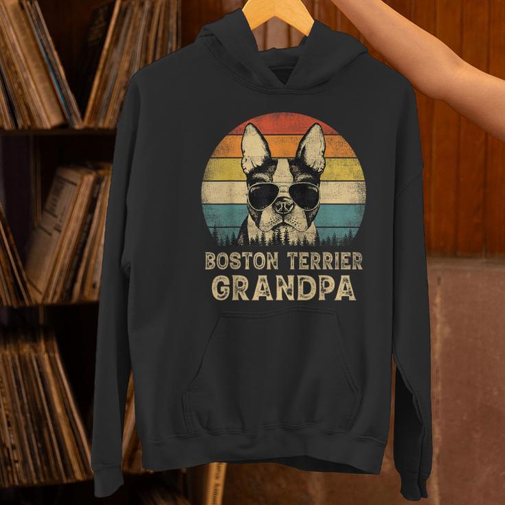 Vintage Boston Terrier Grandpa Dog Lovers Father's Day Women's Hoodie, gift for family, gift for coworker