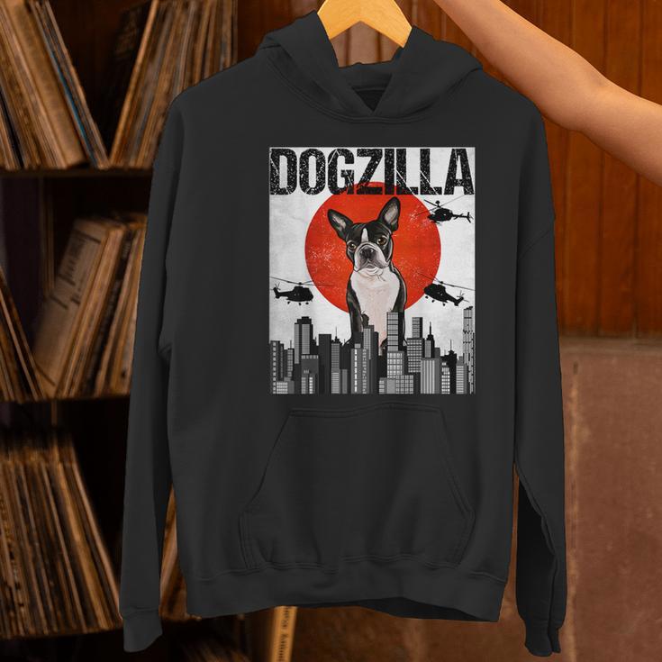 Vintage Japanese Dogzilla Boston Terrier Women's Hoodie, gift for family, gift for coworker