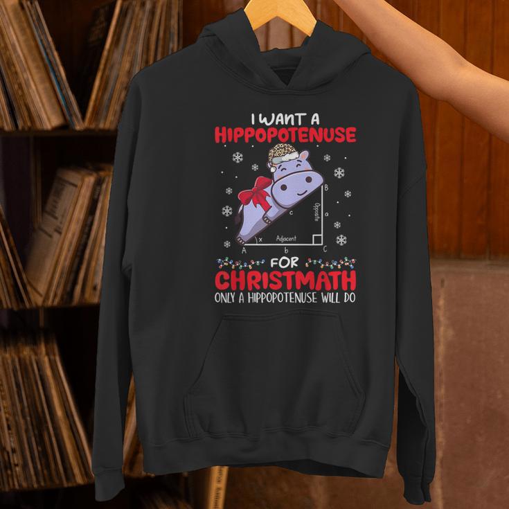 I Want A Hippopotenuse For Christmath Math Teacher Christmas Women's Hoodie, gift for family, gift for coworker