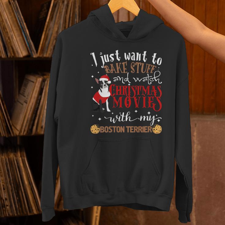 Watch Christmas Movies With My Boston Terrier Bostie Women's Hoodie, Boston Terrier Christmas Hoodies, gift for family, gift for coworker