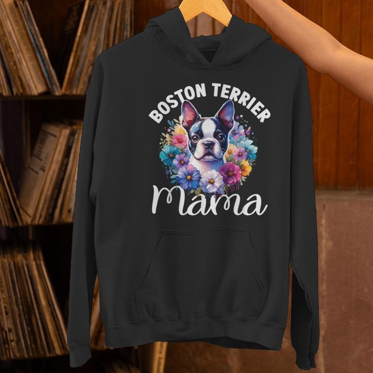 Watercolor Floral Boston Terrier Mama Dog Lover Mother's Day For Men Women Girls Kids Women's Hoodie, gift for family, gift for coworker