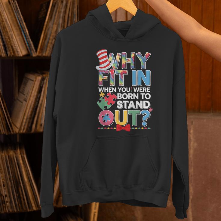 Why Fit In Doctor Teacher Cat In Hat Cool Autism Awareness Men Women Kids Women's Hoodie, gift for family, gift for coworker Why Fit In Doctor Teacher Cat In Hat Cool Autism Awareness Men Women Kids Women's Hoodie, gift for family, gift for coworker