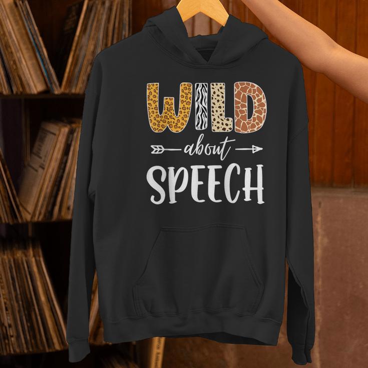 Wild About Speech SLP Leopard Teacher Back To School Kids Women's Hoodie, gift for family, gift for coworker