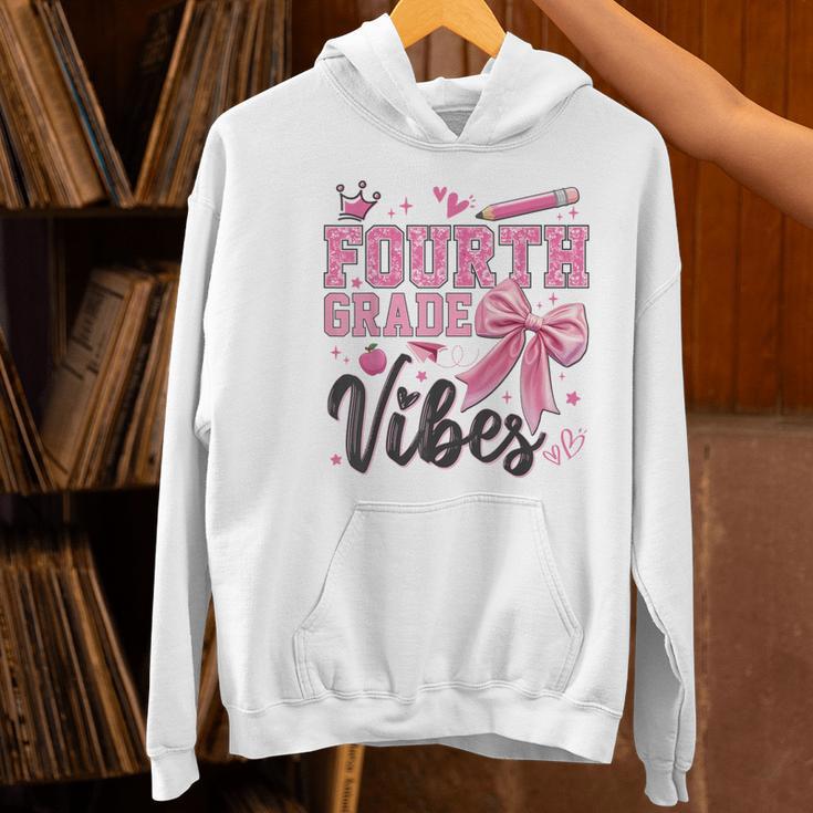 4th Fourth Grade Vibes Back To School Coquette Teacher Girl Women's Hoodie, 4th Grade Teacher Hoodies, gift for family, gift for coworker