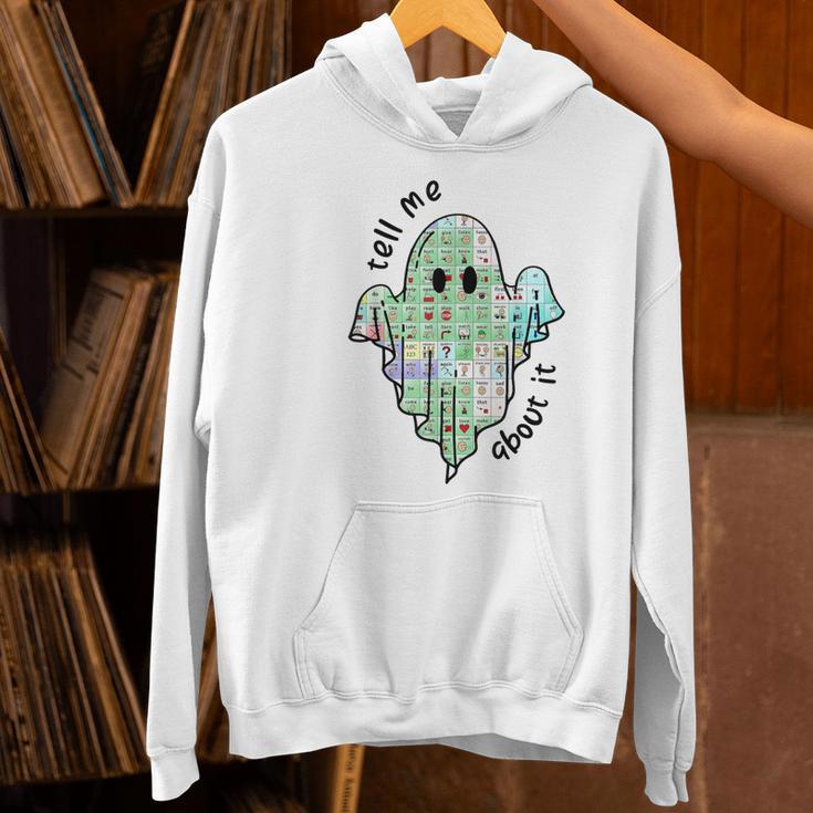 AAC Ghost Tell Me About It Speech Pathology AAC Sped Teacher Women's Hoodie, gift for family, gift for coworker