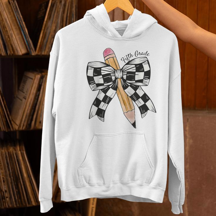 Back To School Hello Fifth Grade Teacher Coquette Pencil Bow Women's Hoodie, gift for family, gift for coworker