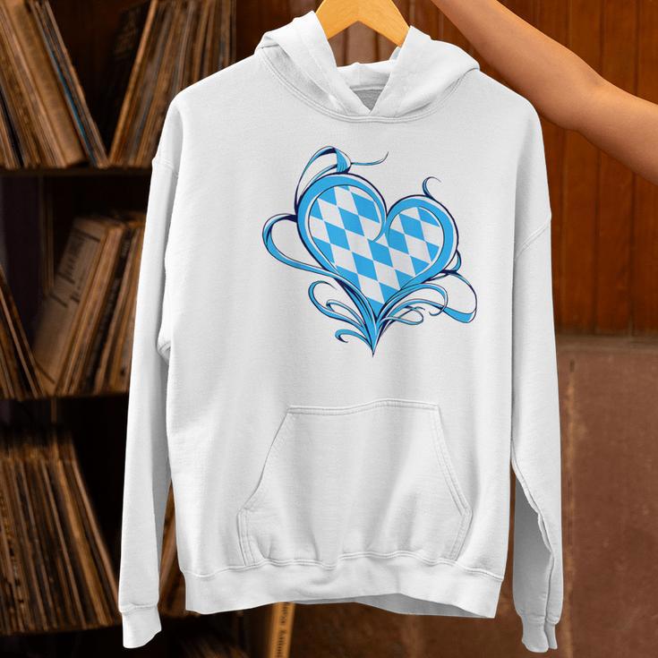 Bavarian Flag As Heart Blue Diamond Bavaria Women's Hoodie, gift for family, gift for coworker
