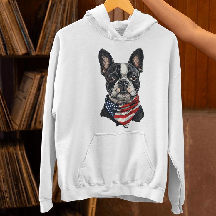 Boston Terrier American Flag Women's Hoodie, American Boston Terrier Hoodies, gift for family, gift for coworker