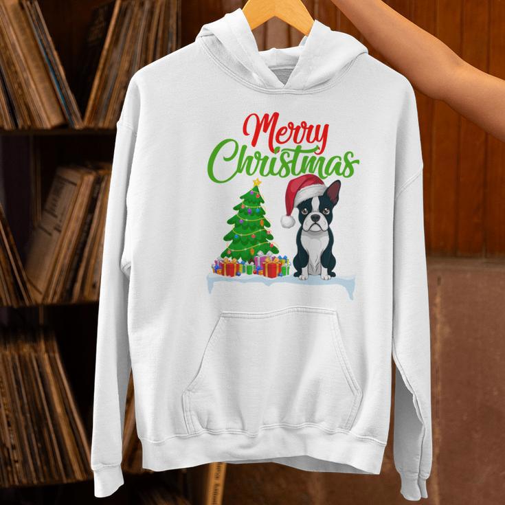 Boston Terrier Christmas Tree Lights Xmas Dog Lover Women's Hoodie, Boston Terrier Christmas Hoodies, gift for family, gift for coworker