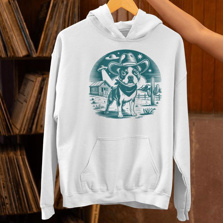 Boston Terrier Cowboy UFO Shirt Vintage Western Dog Mom Tee Women's Hoodie, Boston Terrier Mom Hoodies, gift for family, gift for coworker