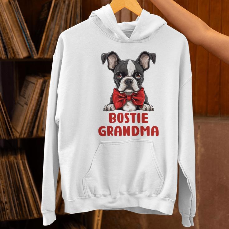 Boston Terrier Grandma Dog Lovers Puppy Bostie Owner Women's Hoodie, gift for family, gift for coworker