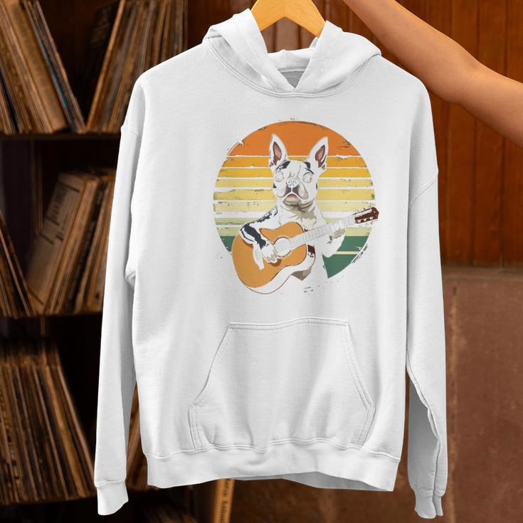 Boston Terrier Guitar Retro Women's Hoodie, gift for family, gift for coworker